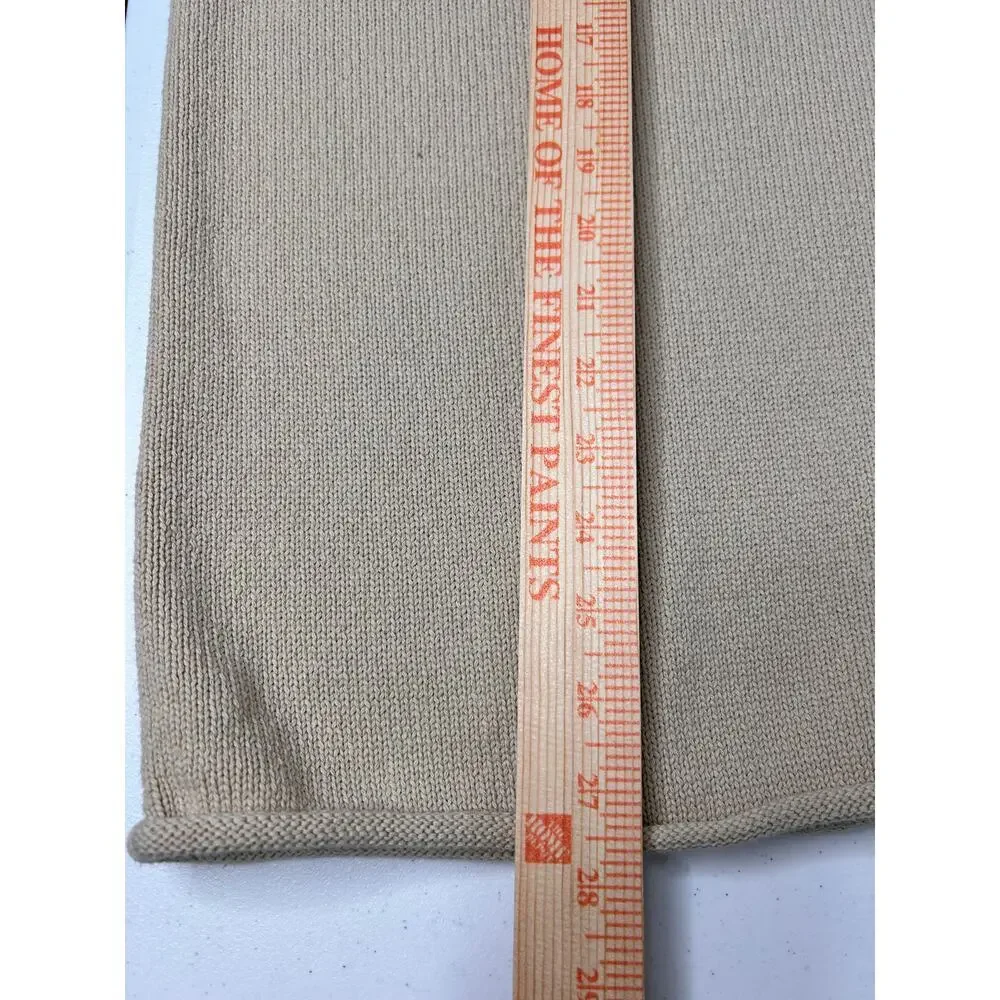 Reformation V Neck Sweater XL Beige Bell Sleeve Rolled Hem Neutral Cotton
